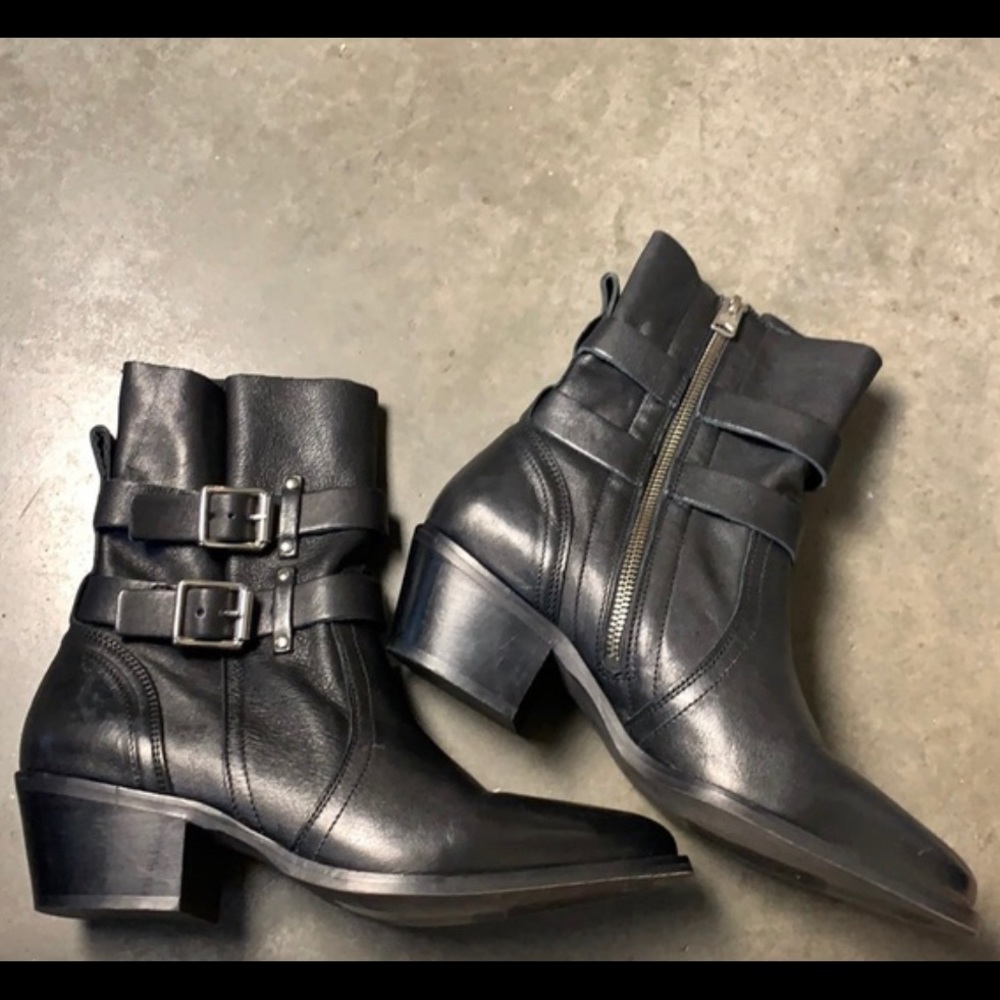 ALL SAINTS Harriet Boot Black Leather Moto Style